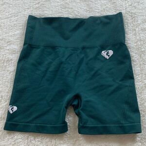 Seamless Women’s Compression Shorts Green High Waist Gym Workout Shorts